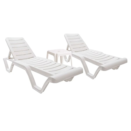 Rainbow Outdoor Lara 3-Piece Chaise Set-White RBO-LARA-WHT-3CL